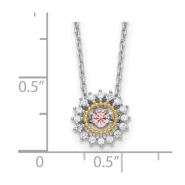 Necklaces WB Choice Jewelry Sterling Silver RHpltd Goldtone Moving Pink CZ w2in ext NecklaceWBCQG553916 Necklaces WB Choice Jewelry Sterling Silver RHpltd Goldtone Moving Pink CZ w2in ext NecklaceWBCQG553916