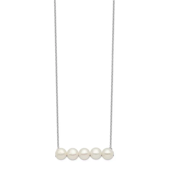 Necklaces WB Choice Jewelry Sterling Silver Rhodplat 78mm White Button FWC Pearl NecklaceWBCQH553318 Necklaces WB Choice Jewelry Sterling Silver Rhodplat 78mm White Button FWC Pearl NecklaceWBCQH553318