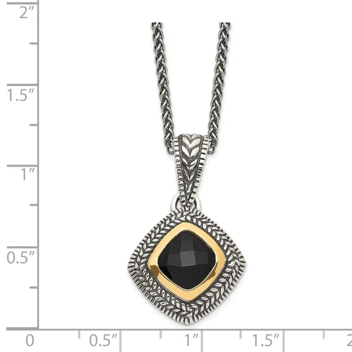 Necklaces WB Choice Jewelry Sterling Silver w14k Black Onyx NecklaceWBCQTC1207 Necklaces WB Choice Jewelry Sterling Silver w14k Black Onyx NecklaceWBCQTC1207