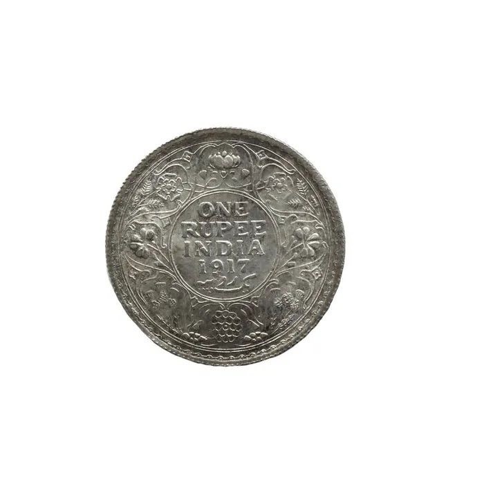 Pure silver George V King Emperor One Rupee India 1917 Old coin Karizma Jewels Rings Pure silver George V King Emperor One Rupee India 1917 Old coin Karizma Jewels Rings