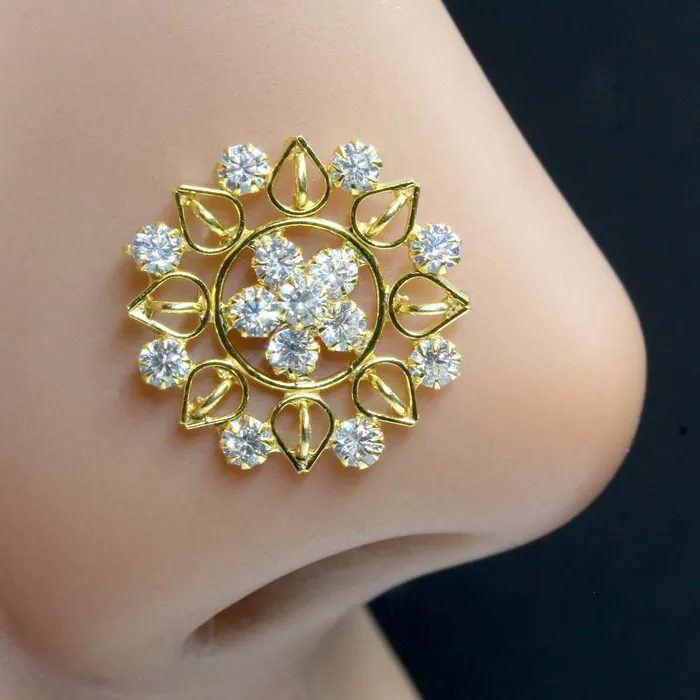 Real Sterling Silver CZ brides collection wedding Nose Stud Twisted nose ring 22g Karizma Jewels Rings