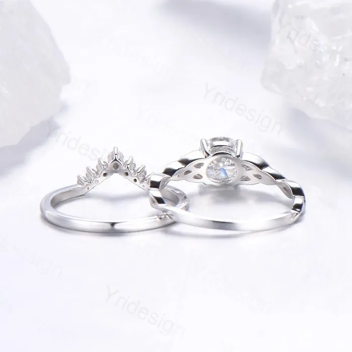 Rings Celtic Love Moissanite Bridal Ring Set White Gold Elegant Twisted Norse Viking Lab Grown Diamond Wedding Ring Women Handmade Jewelry Gift PENFINE Rings Celtic Love Moissanite Bridal Ring Set White Gold Elegant Twisted Norse Viking Lab Grown Diamond Wedding Ring Women Handmade Jewelry Gift PENFINE