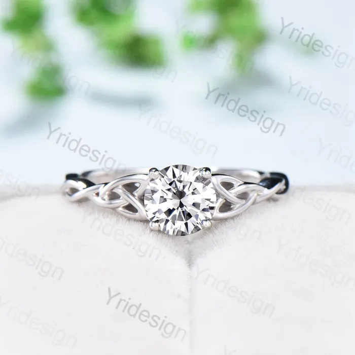 Rings Celtic Love Moissanite Bridal Ring Set White Gold Elegant Twisted Norse Viking Lab Grown Diamond Wedding Ring Women Handmade Jewelry Gift PENFINE Rings Celtic Love Moissanite Bridal Ring Set White Gold Elegant Twisted Norse Viking Lab Grown Diamond Wedding Ring Women Handmade Jewelry Gift PENFINE