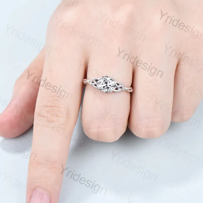 Rings Celtic Love Moissanite Bridal Ring Set White Gold Elegant Twisted Norse Viking Lab Grown Diamond Wedding Ring Women Handmade Jewelry Gift PENFINE Rings Celtic Love Moissanite Bridal Ring Set White Gold Elegant Twisted Norse Viking Lab Grown Diamond Wedding Ring Women Handmade Jewelry Gift PENFINE