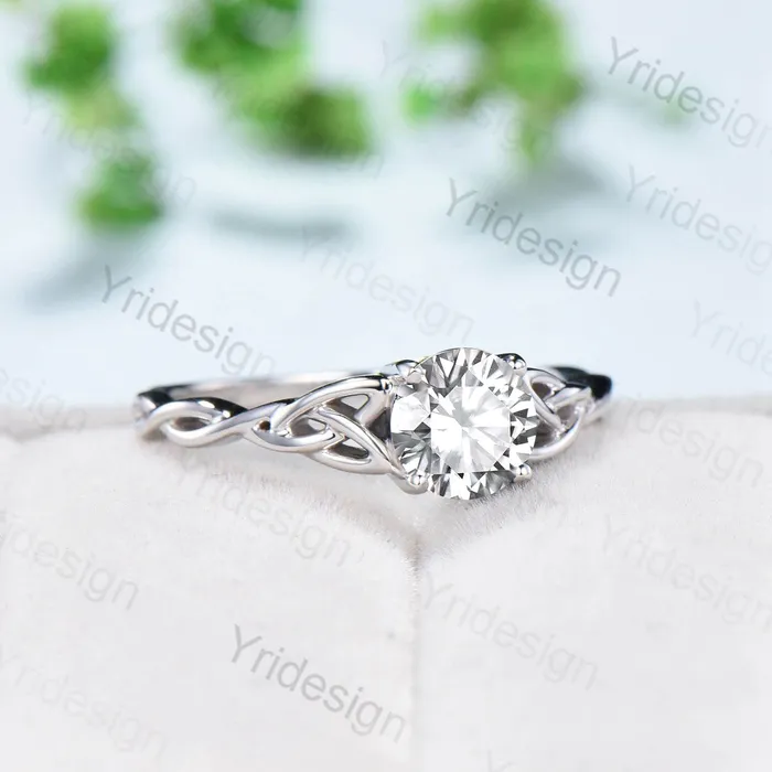 Rings Celtic Love Moissanite Bridal Ring Set White Gold Elegant Twisted Norse Viking Lab Grown Diamond Wedding Ring Women Handmade Jewelry Gift PENFINE Rings Celtic Love Moissanite Bridal Ring Set White Gold Elegant Twisted Norse Viking Lab Grown Diamond Wedding Ring Women Handmade Jewelry Gift PENFINE