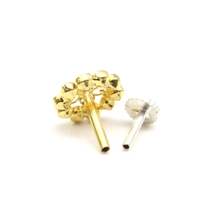 Rings Karizma Jewels Flower Style 14K Real Gold Nose stud White CZ nose ring Push Pin