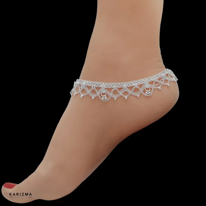 Rings Karizma Jewels Real Sterling Silver Indian women party wear Anklets Ankle Pair 103 Rings Karizma Jewels Real Sterling Silver Indian women party wear Anklets Ankle Pair 103