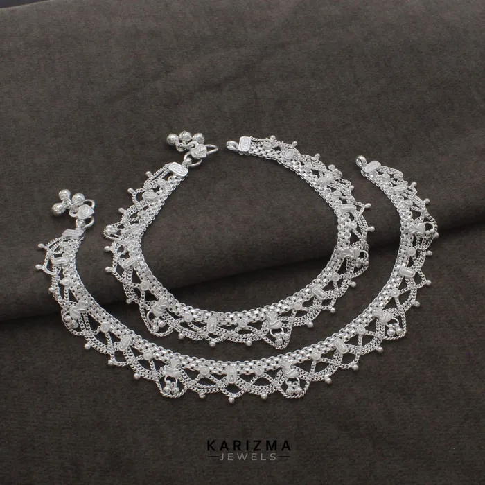 Rings Karizma Jewels Real Sterling Silver Indian women party wear Anklets Ankle Pair 103