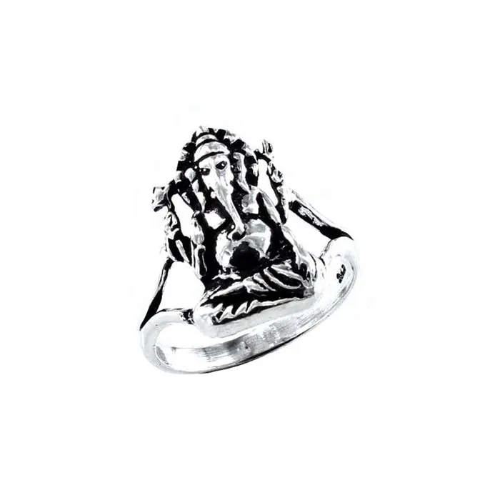 Rings Lord Ganesha 925 Sterling Silver Oxidized Indian Unisex Ring Karizma Jewels