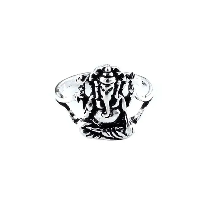 Rings Lord Ganesha 925 Sterling Silver Oxidized Indian Unisex Ring Karizma Jewels