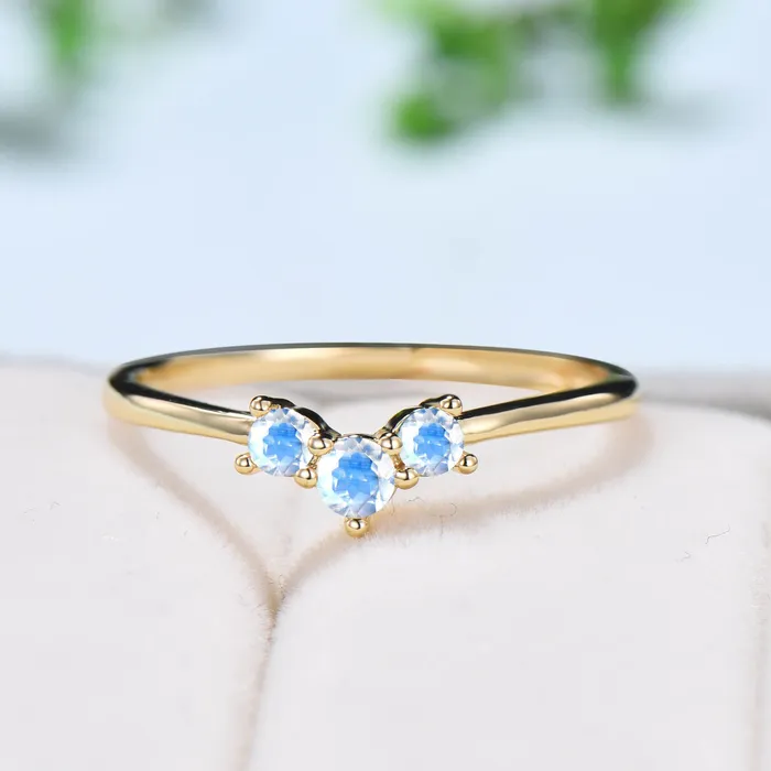 Rings Natural moonstone wedding ring Minimalist rainbow blue engagement ring dainty stacking matching band Bridal Promise ring Anniversary gift PENFINE Rings Natural moonstone wedding ring Minimalist rainbow blue engagement ring dainty stacking matching band Bridal Promise ring Anniversary gift PENFINE