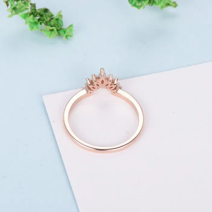 Rings PENFINE Vintage White Opal Wedding Ring Curved V Marquise Cut Fire Opal Wedding Band For Women Rose Gold Opal Stacking Art Deco Anniversary Ring Rings PENFINE Vintage White Opal Wedding Ring Curved V Marquise Cut Fire Opal Wedding Band For Women Rose Gold Opal Stacking Art Deco Anniversary Ring
