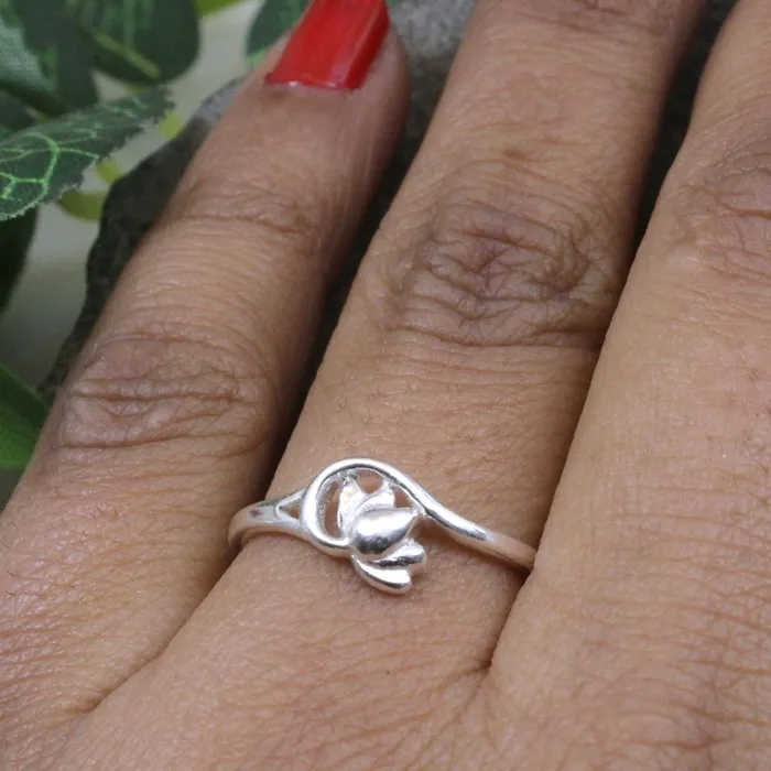 Rings Real Solid 925 Sterling Silver Lotus Shape Women Finger Ring Karizma Jewels Rings Real Solid 925 Sterling Silver Lotus Shape Women Finger Ring Karizma Jewels