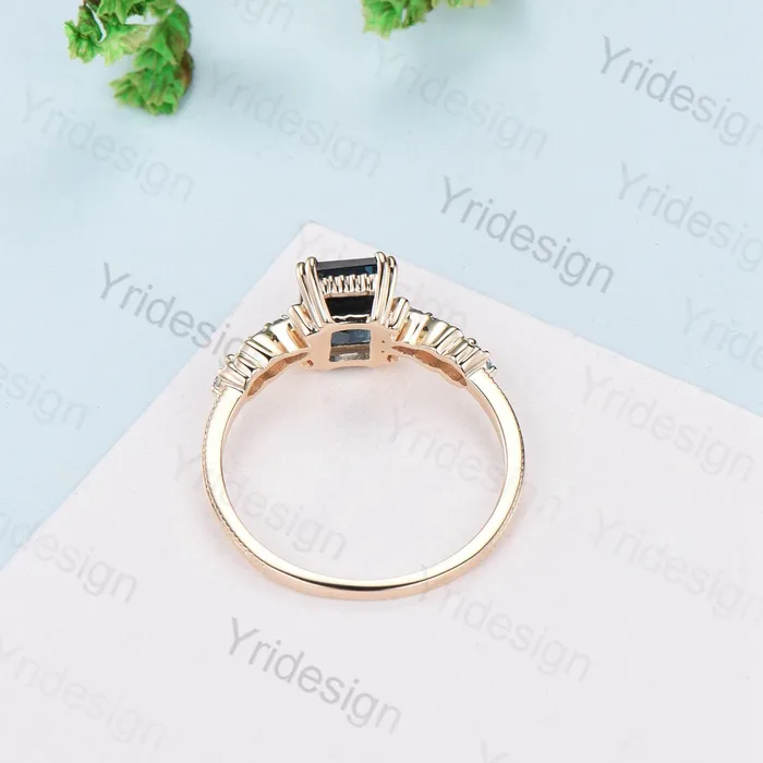 Rings Retro Emerald Cut Alexandrite Engagement Ring Vintage Amethyst Celtic Wedding Ring unique 8 prongs stacking Band Ring Women Anniversary Gift PENFINE Rings Retro Emerald Cut Alexandrite Engagement Ring Vintage Amethyst Celtic Wedding Ring unique 8 prongs stacking Band Ring Women Anniversary Gift PENFINE