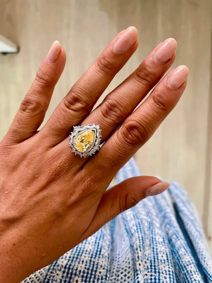 Rings Tear Drop Citrine Dimonte Ring PRERTO ECOMMERCE PRIVATE LIMITED