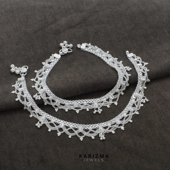Rings Traditional Real Sterling Silver Indian women Anklets Ankle Pair 10 Karizma Jewels