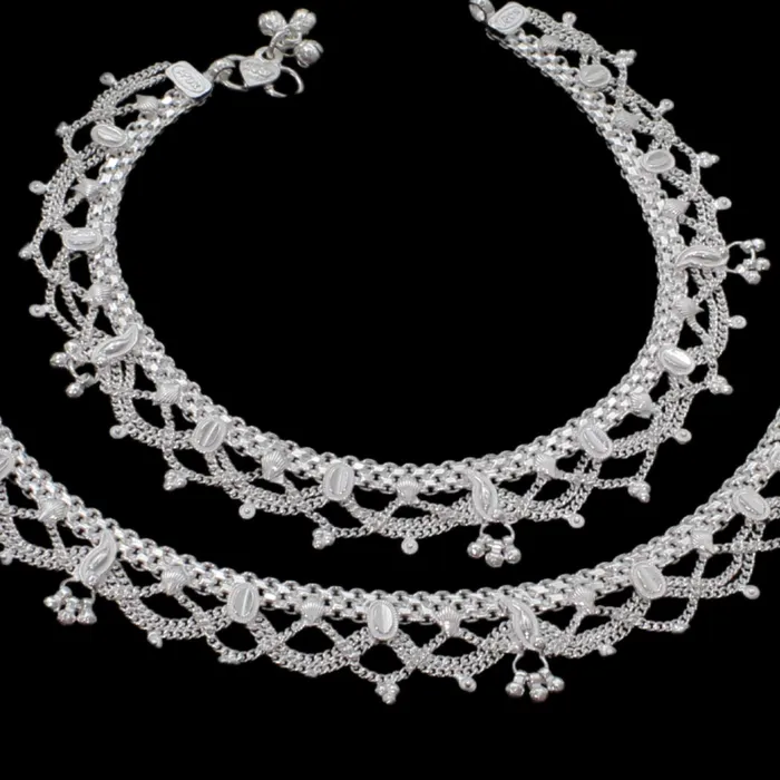 Rings Traditional Real Sterling Silver Indian women Anklets Ankle Pair 10 Karizma Jewels