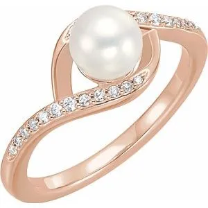 Rings WB Choice Jewelry 14K Rose Freshwater Cultured Pearl 18 CTW Diamond Ring 6513602PSTWBC Rings WB Choice Jewelry 14K Rose Freshwater Cultured Pearl 18 CTW Diamond Ring 6513602PSTWBC