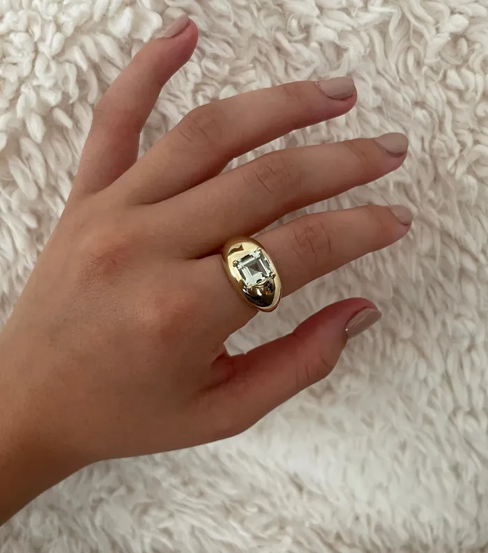 Shylee Rose Jewelry Princess Cut Aquamarine Domed Ring Rings