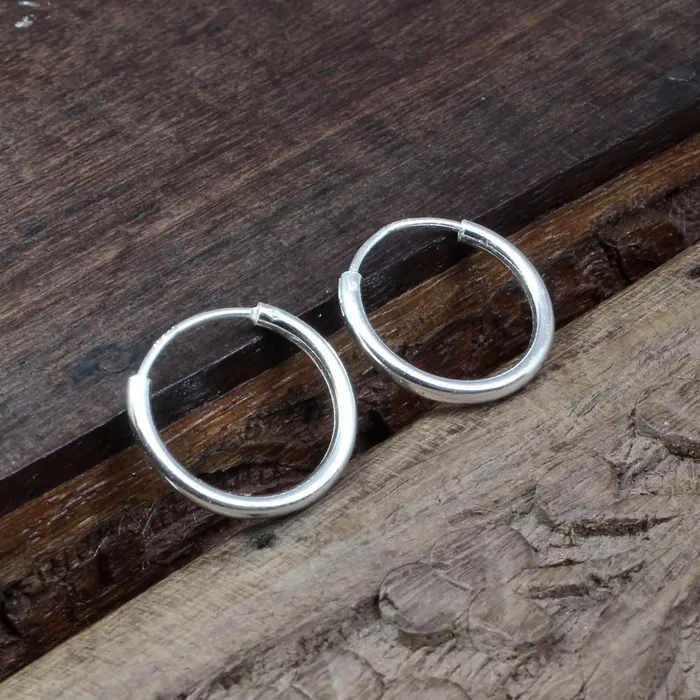 Simple plain ring Sterling Silver Earrings Small hinged Hoop for Girls Pair Karizma Jewels Earrings