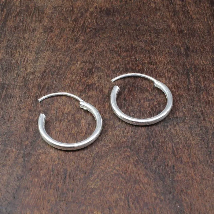 Simple plain ring Sterling Silver Earrings Small hinged Hoop for Girls Pair Karizma Jewels Earrings