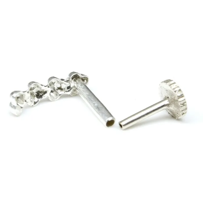 Sterling Silver nose stud Body Piercing Jewelry Indian Nose ring Push Pin Karizma Jewels Rings