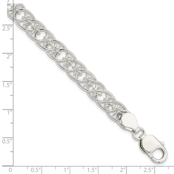 Sterling Silver Polished and Textured Fancy BraceletWBCQG322975 WB Choice Jewelry Bracelets Sterling Silver Polished and Textured Fancy BraceletWBCQG322975 WB Choice Jewelry Bracelets