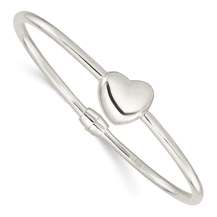 Sterling Silver Polished Heart Hinged BangleWBCQB1403 WB Choice Jewelry Rings Sterling Silver Polished Heart Hinged BangleWBCQB1403 WB Choice Jewelry Rings