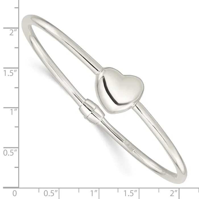 Sterling Silver Polished Heart Hinged BangleWBCQB1403 WB Choice Jewelry Rings Sterling Silver Polished Heart Hinged BangleWBCQB1403 WB Choice Jewelry Rings