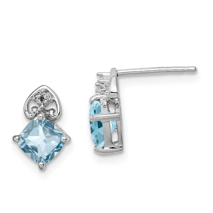 Sterling Silver Rhodium Plated Dia Lt Swiss Blue Topaz Post EarringsWBCQE10296BT WB Choice Jewelry Earrings Sterling Silver Rhodium Plated Dia Lt Swiss Blue Topaz Post EarringsWBCQE10296BT WB Choice Jewelry Earrings