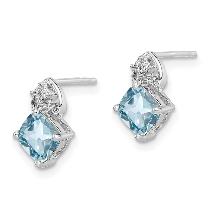 Sterling Silver Rhodium Plated Dia Lt Swiss Blue Topaz Post EarringsWBCQE10296BT WB Choice Jewelry Earrings Sterling Silver Rhodium Plated Dia Lt Swiss Blue Topaz Post EarringsWBCQE10296BT WB Choice Jewelry Earrings
