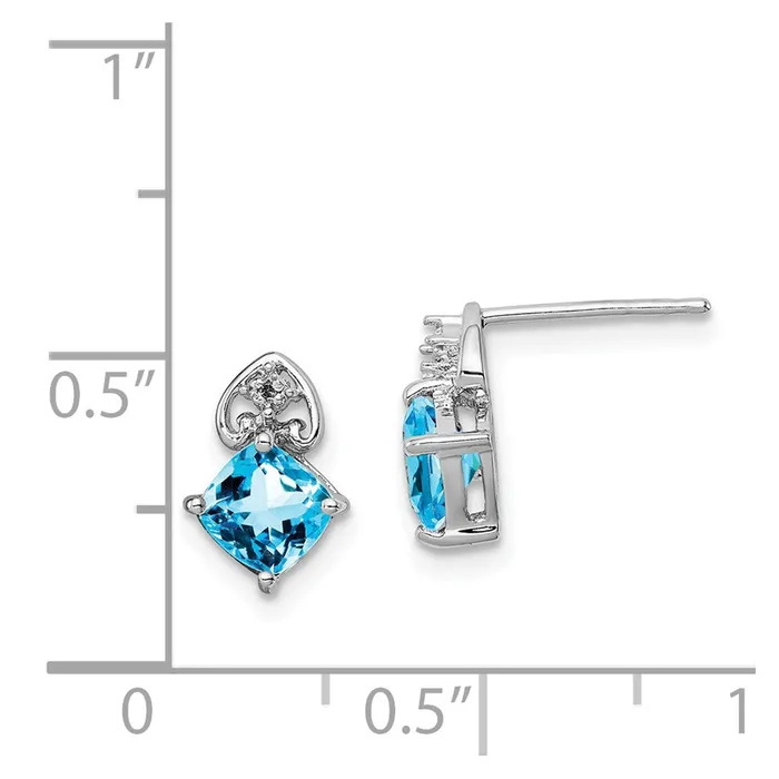 Sterling Silver Rhodium Plated Dia Lt Swiss Blue Topaz Post EarringsWBCQE10296BT WB Choice Jewelry Earrings Sterling Silver Rhodium Plated Dia Lt Swiss Blue Topaz Post EarringsWBCQE10296BT WB Choice Jewelry Earrings