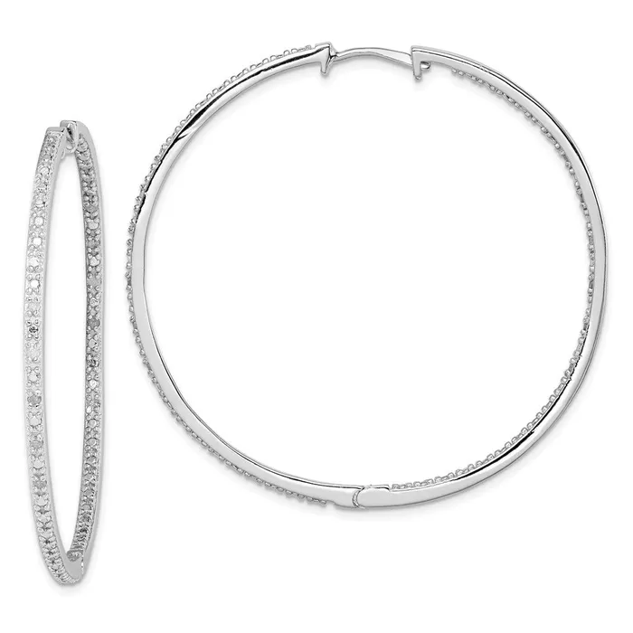 Sterling Silver Rhodiumplated Diamond In Out Hoop EarringsWBCQE12251 WB Choice Jewelry Earrings Sterling Silver Rhodiumplated Diamond In Out Hoop EarringsWBCQE12251 WB Choice Jewelry Earrings