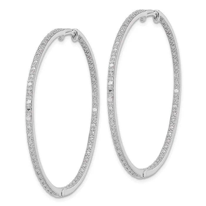 Sterling Silver Rhodiumplated Diamond In Out Hoop EarringsWBCQE12251 WB Choice Jewelry Earrings Sterling Silver Rhodiumplated Diamond In Out Hoop EarringsWBCQE12251 WB Choice Jewelry Earrings