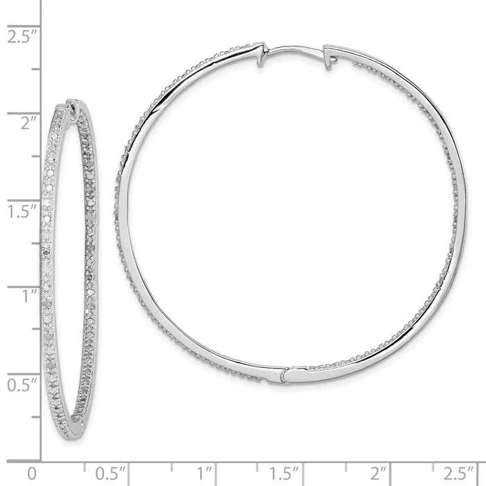 Sterling Silver Rhodiumplated Diamond In Out Hoop EarringsWBCQE12251 WB Choice Jewelry Earrings Sterling Silver Rhodiumplated Diamond In Out Hoop EarringsWBCQE12251 WB Choice Jewelry Earrings