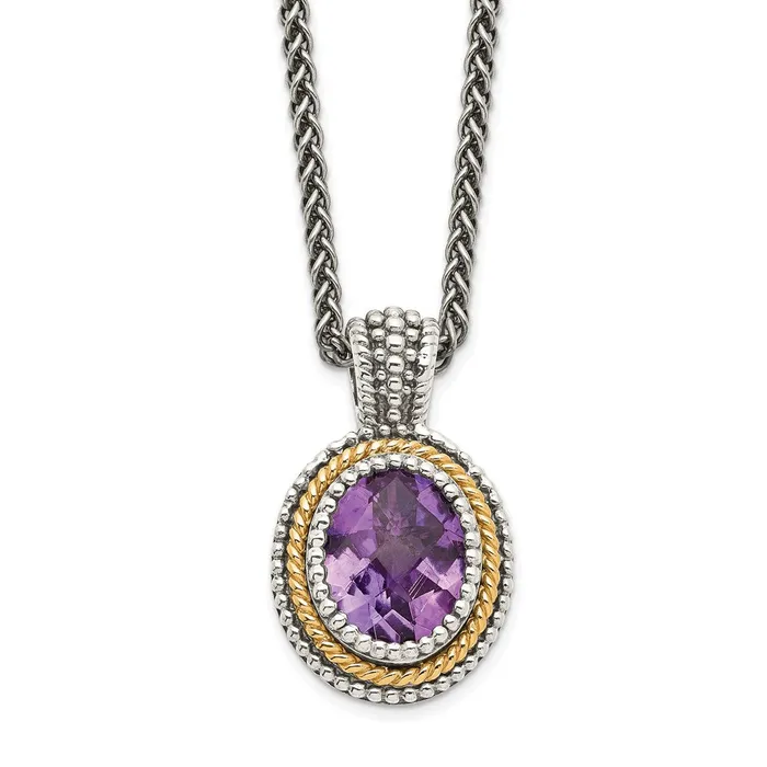 Sterling Silver w14k Amethyst NecklaceWBCQTC704 WB Choice Jewelry Necklaces Sterling Silver w14k Amethyst NecklaceWBCQTC704 WB Choice Jewelry Necklaces