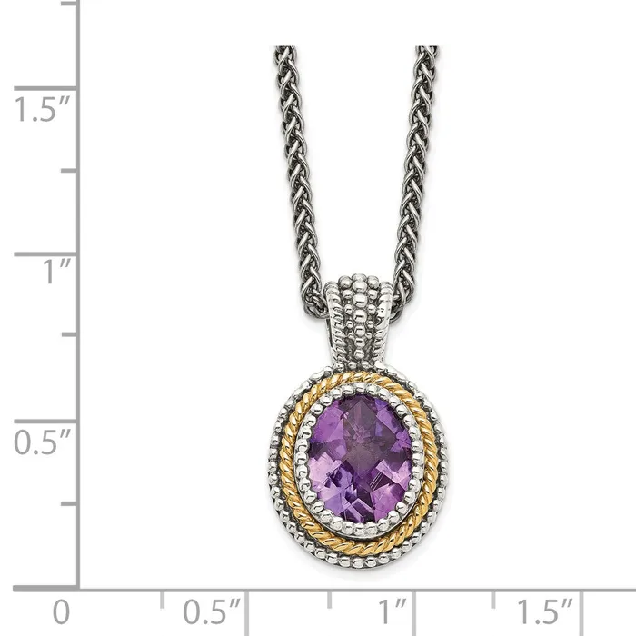 Sterling Silver w14k Amethyst NecklaceWBCQTC704 WB Choice Jewelry Necklaces Sterling Silver w14k Amethyst NecklaceWBCQTC704 WB Choice Jewelry Necklaces