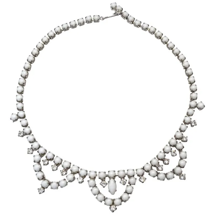 Vintage by Misty Necklaces 1960s White Rhinestone Choker Necklace