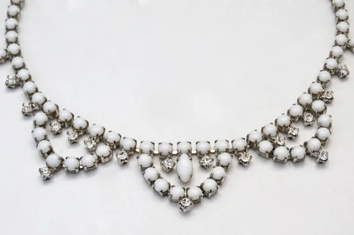 Vintage by Misty Necklaces 1960s White Rhinestone Choker Necklace Vintage by Misty Necklaces 1960s White Rhinestone Choker Necklace