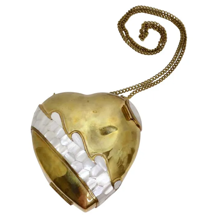 Vintage by Misty Necklaces Vintage Brass and Mother of Pearl Heart Minaudire Vintage by Misty Necklaces Vintage Brass and Mother of Pearl Heart Minaudire