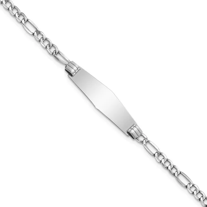 WB Choice Jewelry 14k WG Semisolid Soft Diamond Shape Figaro Link ID BraceletWBCDCID107CW8 Bracelets WB Choice Jewelry 14k WG Semisolid Soft Diamond Shape Figaro Link ID BraceletWBCDCID107CW8 Bracelets