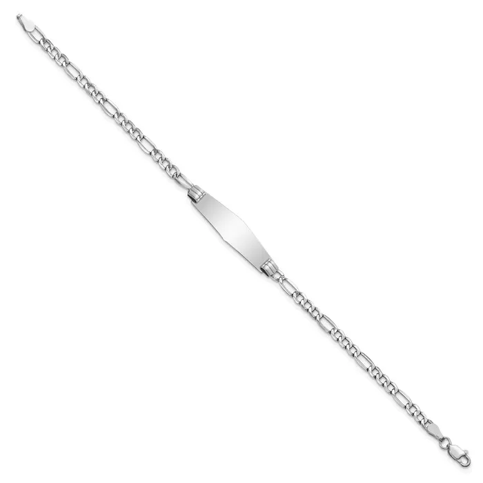 WB Choice Jewelry 14k WG Semisolid Soft Diamond Shape Figaro Link ID BraceletWBCDCID107CW8 Bracelets WB Choice Jewelry 14k WG Semisolid Soft Diamond Shape Figaro Link ID BraceletWBCDCID107CW8 Bracelets