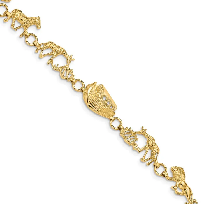 WB Choice Jewelry Bracelets 14k Polished and Textured Noahs Ark 7 inch BraceletWBCFB15047 WB Choice Jewelry Bracelets 14k Polished and Textured Noahs Ark 7 inch BraceletWBCFB15047