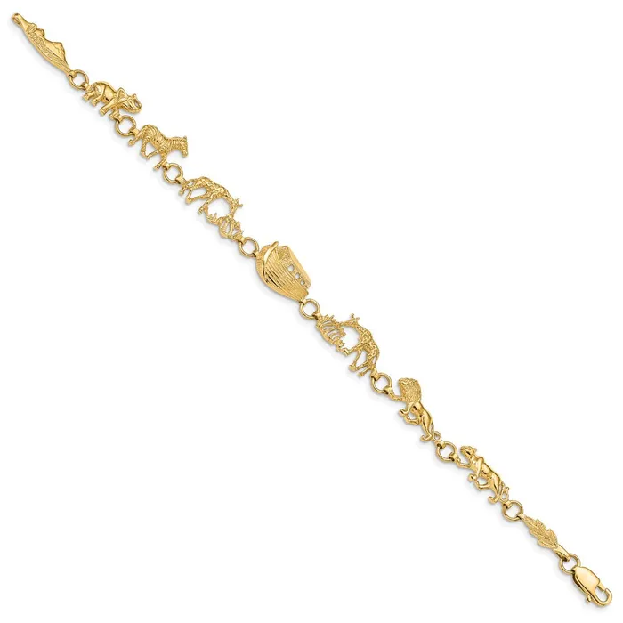 WB Choice Jewelry Bracelets 14k Polished and Textured Noahs Ark 7 inch BraceletWBCFB15047 WB Choice Jewelry Bracelets 14k Polished and Textured Noahs Ark 7 inch BraceletWBCFB15047