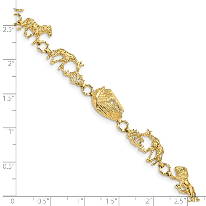 WB Choice Jewelry Bracelets 14k Polished and Textured Noahs Ark 7 inch BraceletWBCFB15047 WB Choice Jewelry Bracelets 14k Polished and Textured Noahs Ark 7 inch BraceletWBCFB15047