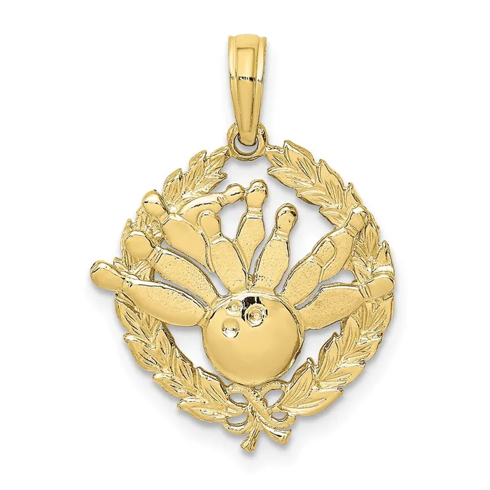 WB Choice Jewelry Charm Necklaces 10K Bowling Story in Leaf Circle CharmWBC10D4279 WB Choice Jewelry Charm Necklaces 10K Bowling Story in Leaf Circle CharmWBC10D4279