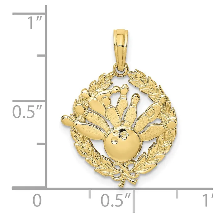 WB Choice Jewelry Charm Necklaces 10K Bowling Story in Leaf Circle CharmWBC10D4279 WB Choice Jewelry Charm Necklaces 10K Bowling Story in Leaf Circle CharmWBC10D4279