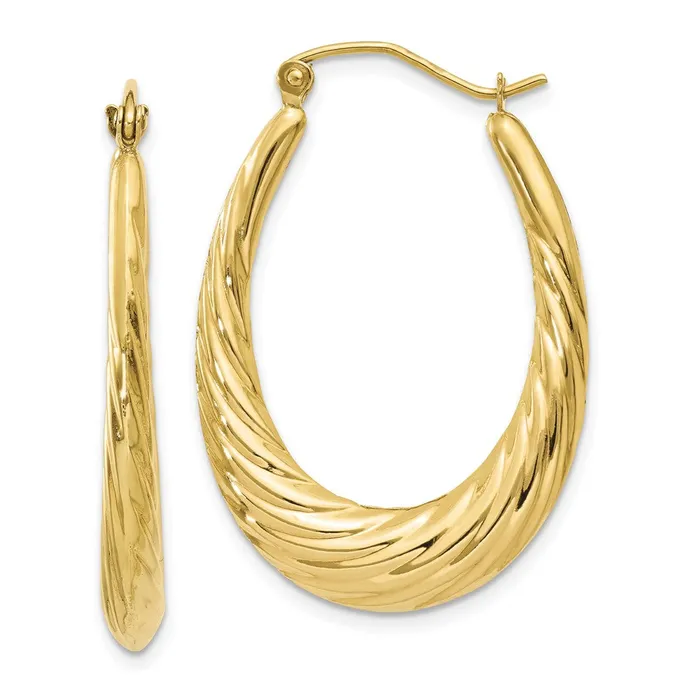 WB Choice Jewelry Earrings 10k Polished Twisted Oval Hollow Hoop EarringsWBC10S1256 WB Choice Jewelry Earrings 10k Polished Twisted Oval Hollow Hoop EarringsWBC10S1256
