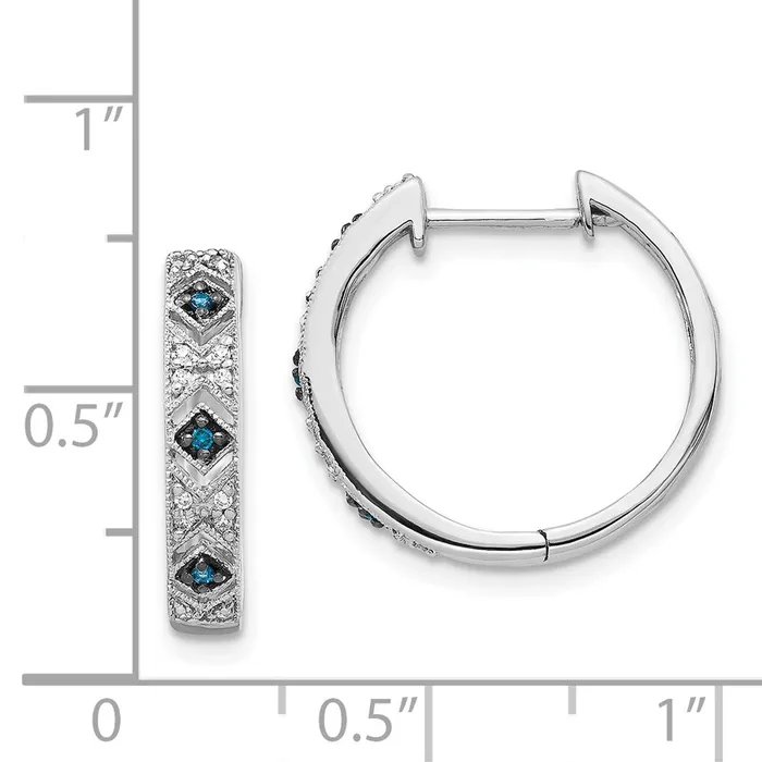 WB Choice Jewelry Earrings 14k White Gold BlueWhite Diamond Hinged Hoop EarringsWBCEM5404BD010WA WB Choice Jewelry Earrings 14k White Gold BlueWhite Diamond Hinged Hoop EarringsWBCEM5404BD010WA