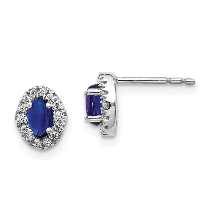 WB Choice Jewelry Earrings 14k White Gold Diamond and Cabochon Sapphire EarringsWBCEM4035SA016WA WB Choice Jewelry Earrings 14k White Gold Diamond and Cabochon Sapphire EarringsWBCEM4035SA016WA